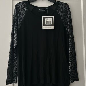 MINKPINK Black Long Sleeve Relaxed Blouse